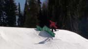 CBMST Athlete Thomas Taaca Greasing a Double Kink in the Cascade Terrain Park at CBMR.