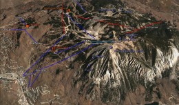 Google Earth image with lift routes