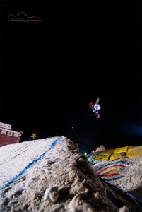 Sending it high into the night sky at Big Air on Elk.  Photo: Trent Bona Photography