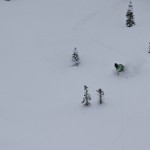 Peter makes little slalom gates wiith buried trees. Photo: Will Dujardin