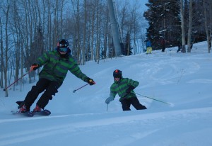 Solon Gray and Oz Scott skiing some early season pow at CBMR.