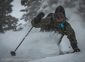 Woody knows storm skiing at AMR has its perks. Photo: Dave Kozlowski