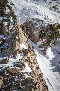 Rob Vandervoort stomps his line in the amphitheatre on North Baldy. Photo: Jay Dash