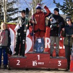 Locals Brooks Hudson in 1st and Gus Bullock in 4th on the 12-14 ski boys podium at Breckenridge.